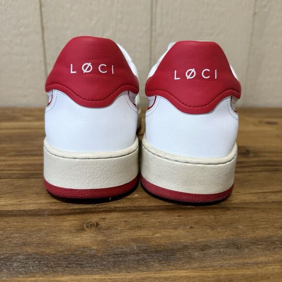 Løci Men's Red White Leather Low Top‎ Sneakers Size 47 US 13 LOCI - Picture 3 of 9